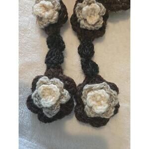 Handcrafted Nepal Crochet Wool Floral Scarf / Necklace Boho Artisan